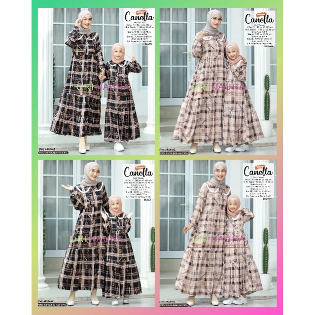 Ibu anak couple dress/ ibu anak baju couple /ibu anak perempuan Gamis Wanita Canella Couple Dres By 