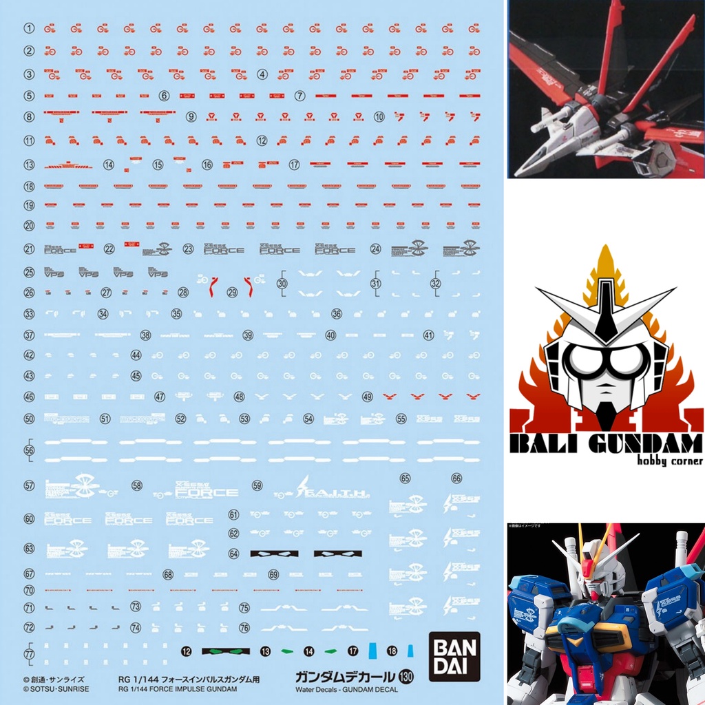 GUNDAM DECAL 130 RG 1/144 ZGMF-X56S FORCE IMPULSE GUNDAM Bali Gundam
