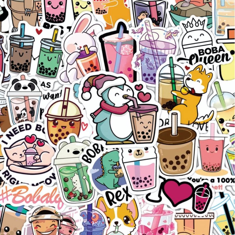 

(40 PCS) Stiker Minuman/Boba Glossy Dan Anti Air