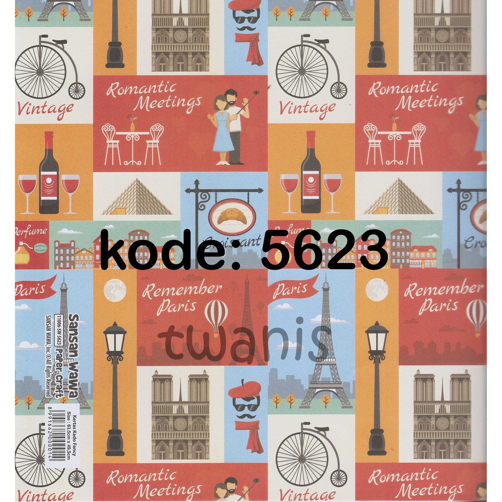 

25 LEMBAR KERTAS KADO SANWA PARIS KODE 5623 BISA CAMPUR MOTIF LAIN MIN 5 LEMBAR PER MOTIF