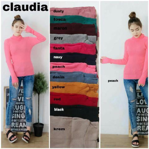 [Claudia RH Varian Warna RO] Blouse Wanita Rajut Varian Warna