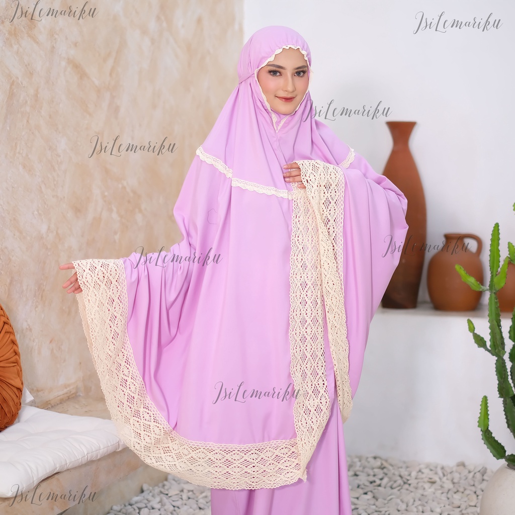 IsiLemariku - Mukena Katun Polos Premium Renda Bali Jumbo Dewasa