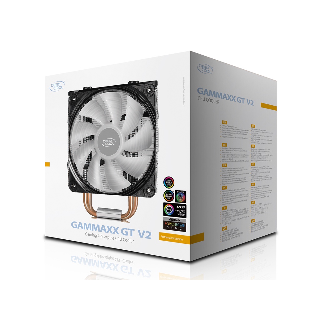 CPU Cooler DEEPCOOL GAMMAXX GT V2 White RGB With 4 HeatPipe Air Cooler