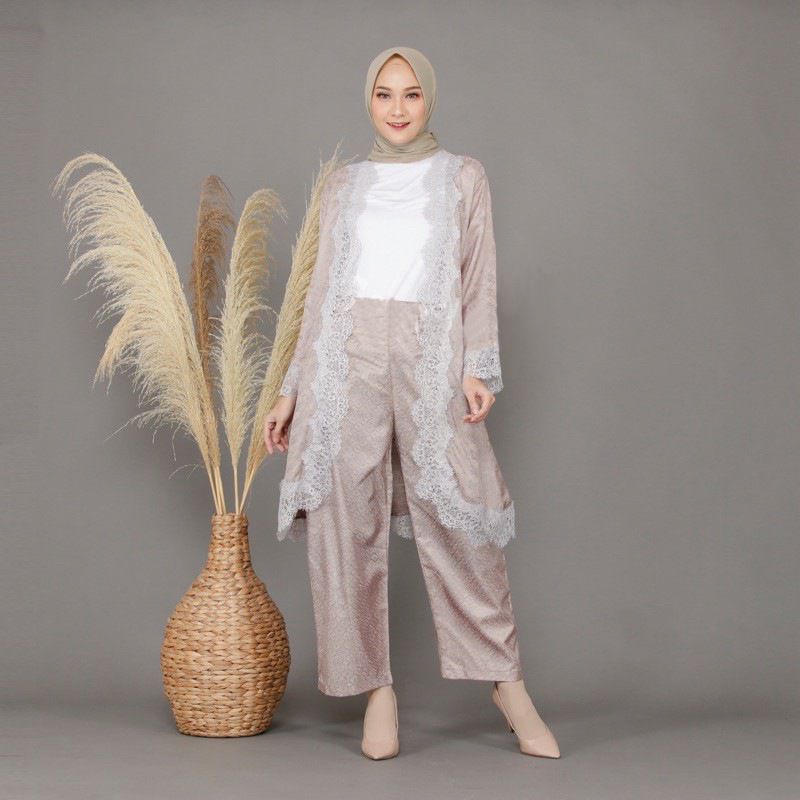 Outer wanita viscose polos lace baju kondangan