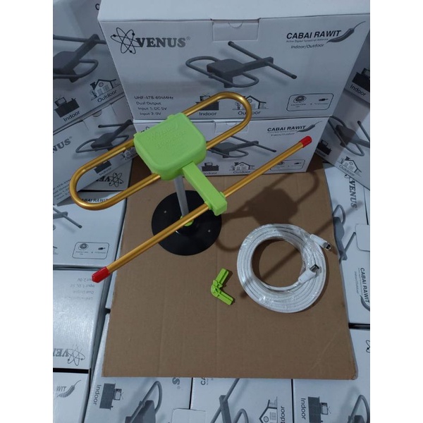Antena TV Digital Analog Venus Cabai Rawit Indoor Outdoor 2 Output V1