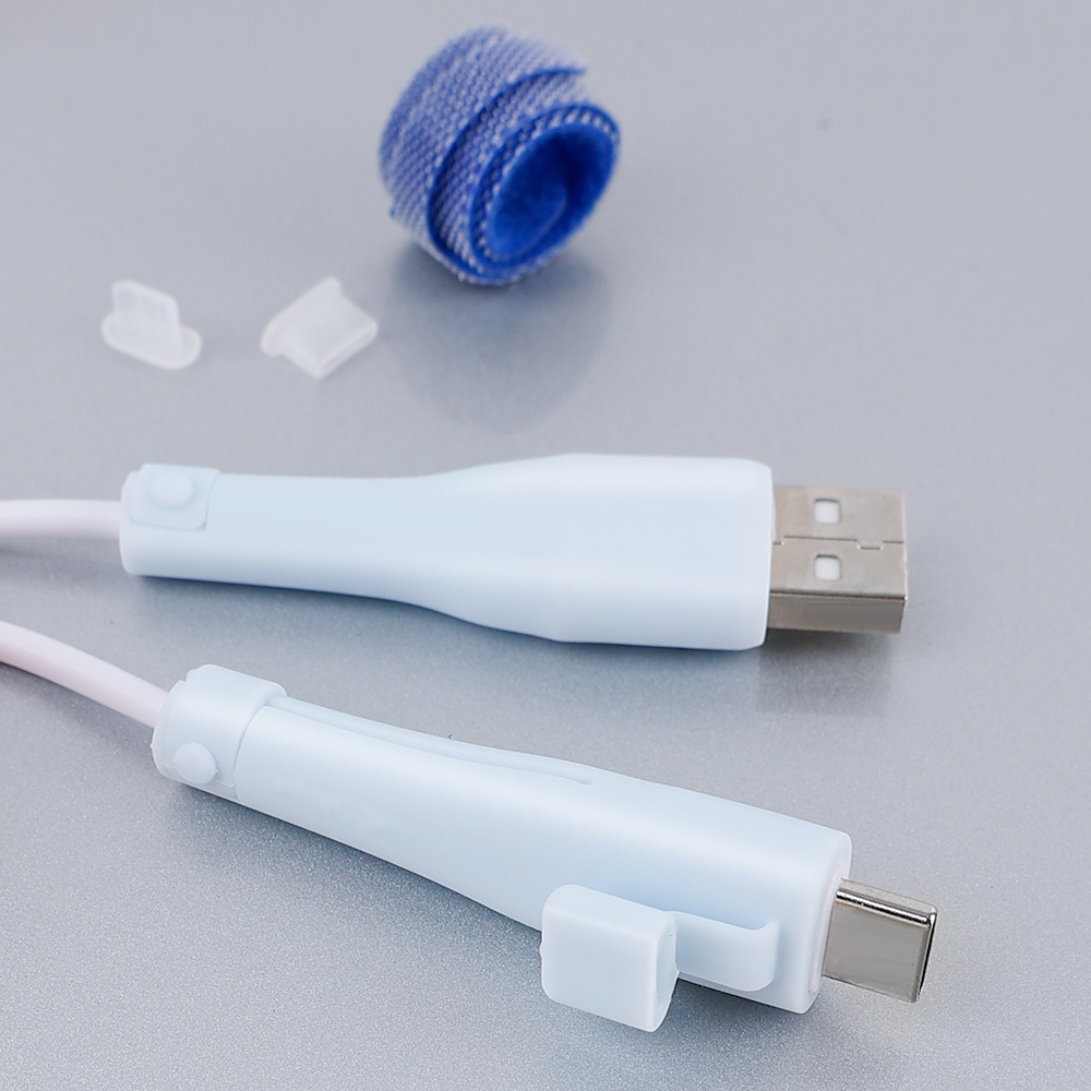 1 Set Cover Kabel Charger Usb Tipe C Bahan Silikon Anti Debu / Pecah Untuk Android