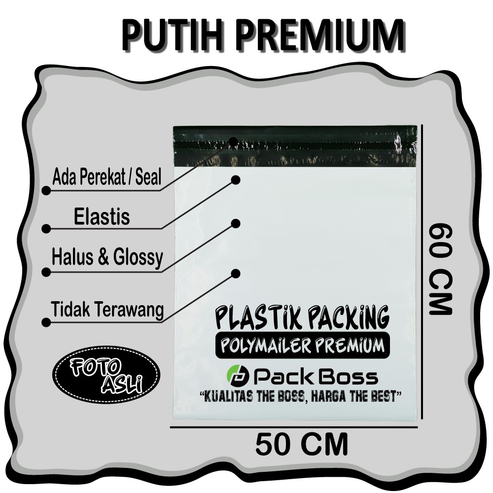 

POLYMAILER PUTIH 50x60 ISI 100 UKURAN JUMBO ADA PEREKAT *KUALITAS BOSS * HARGA * RJ4