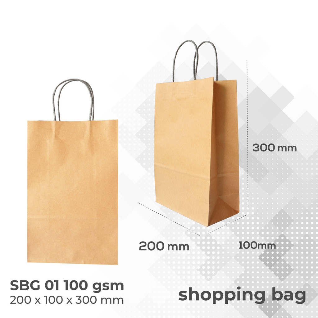 Paper Bag Polos Tas Belanja Kantong Belanja (SBG1-20X10X30)