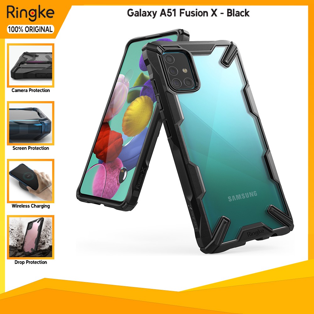 Ringke Casing Samsung Galaxy A51 Fusion X Anti Crack Tahan Banting  Softcase Tipis Military Drop-Black