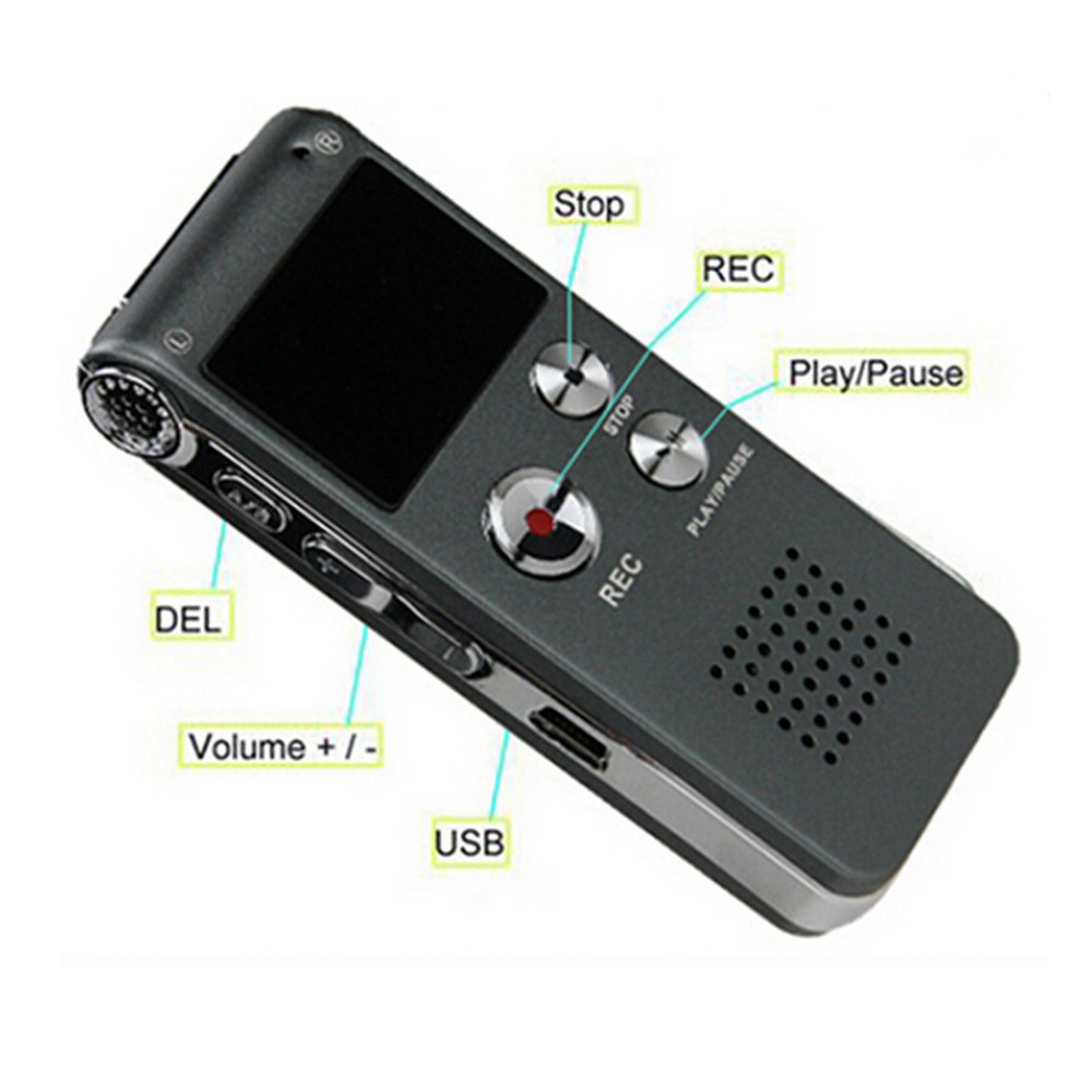 Mini USB Voice Recorder 8GB 16GB Flash Player Audio 650hr Dictaphone MP3 Player Abu-Abu mikrofon