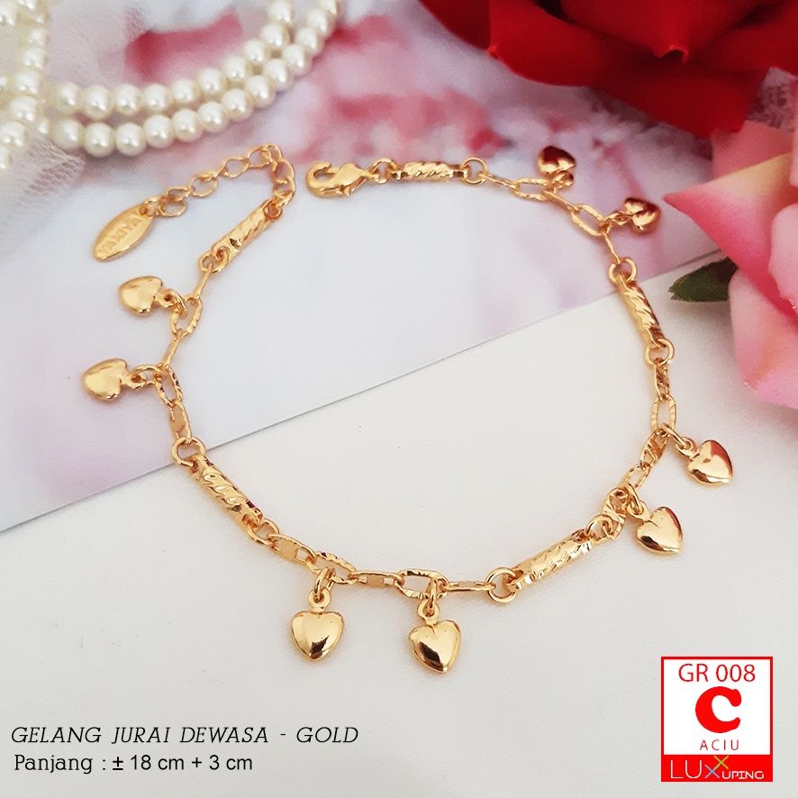 GR 008 Gelang Tangan Jurai Charm Bola Boba Perhiasan Lapis Emas Imitasi Aksesoris Korea Love Cinta Gelang Xuping Gold Luxx Xuping