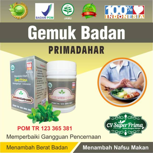 

PRIMADAHAR, herbal penambah nafsu makan
