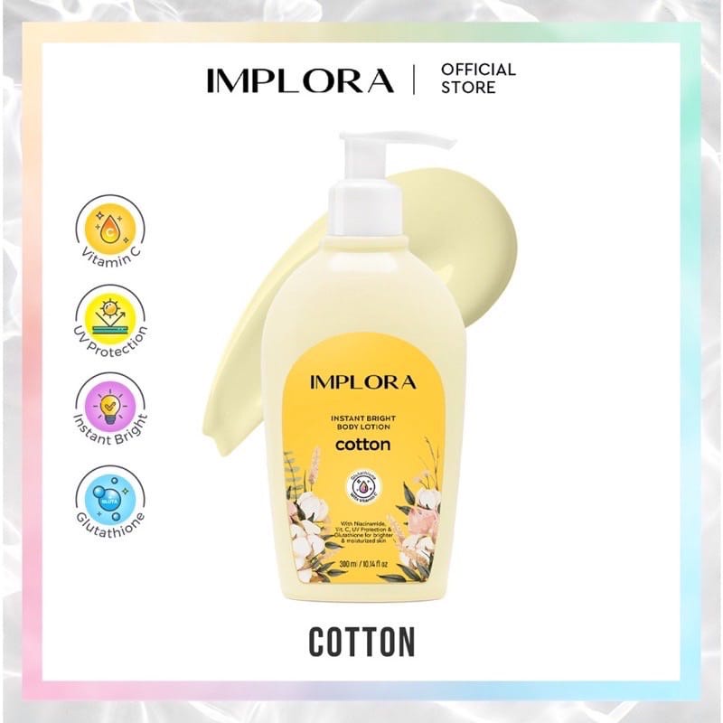 IMPLORA Instant Bright Body Lotion 300ml Niacinamide Body Lotion Pemutih Whitening Body Lotion Implora