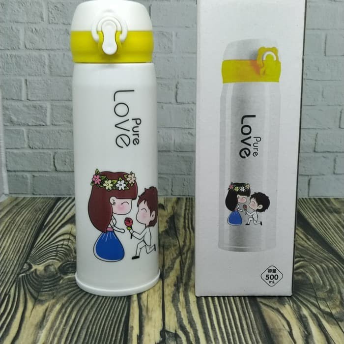 BOTOL MINUM KACA / TERMOS UNIK PURE LOVE 500MLL