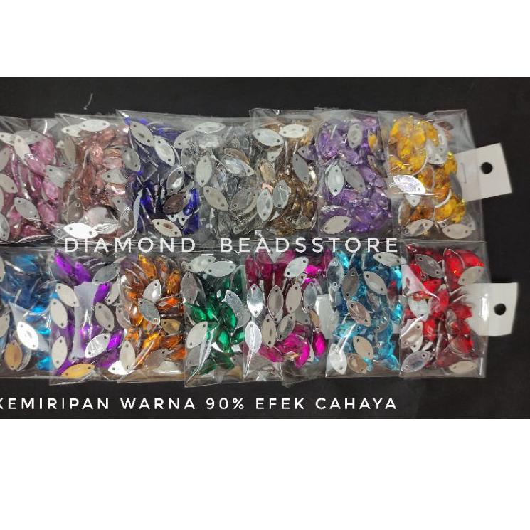 2.2 SALE Payet kristal jahit mata | Permata jahit sampan 7x15mm 50bj grosir