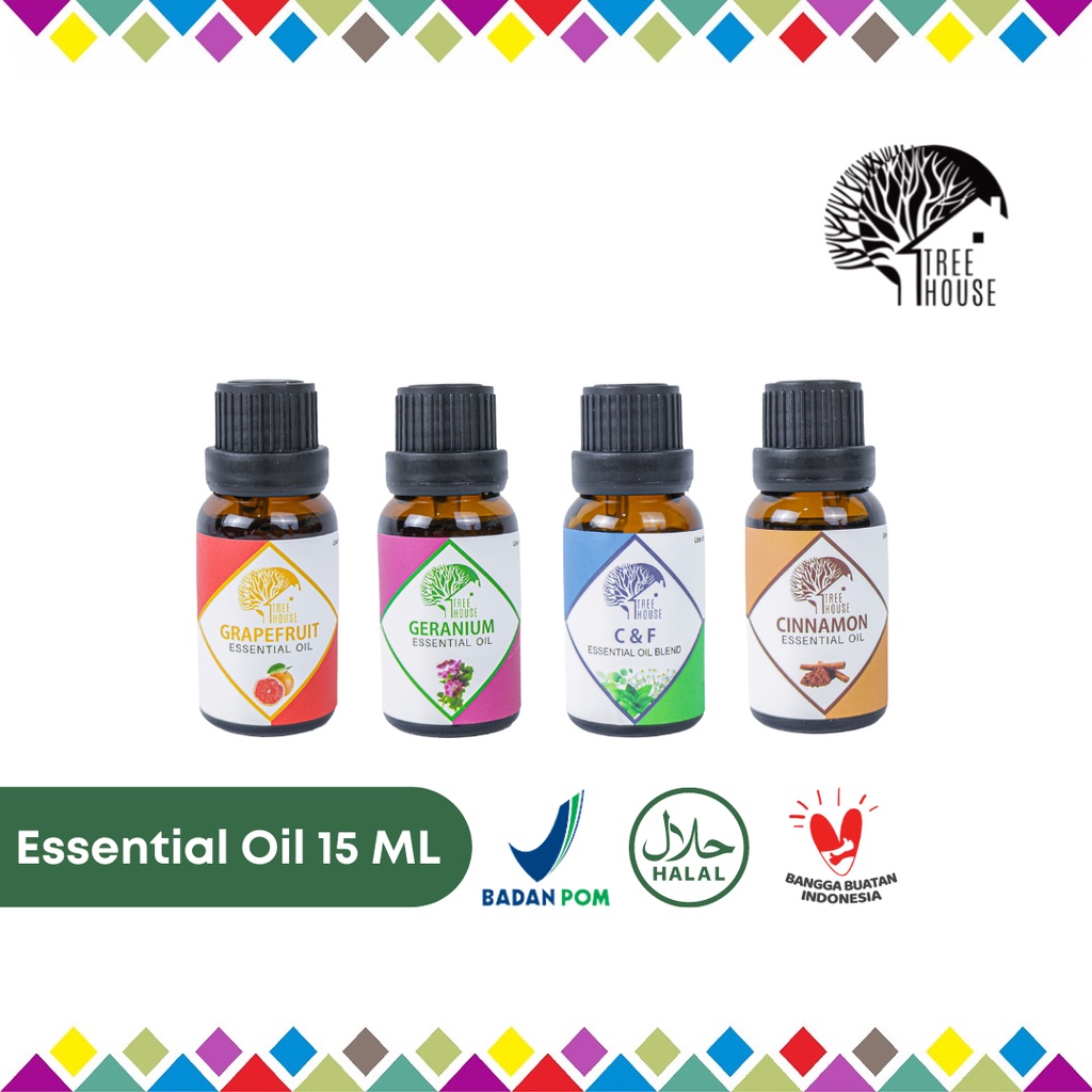 Tree House Essential Oil &amp; Essential Oil Blends 15ML - Aromatherapy - Aromaterapi - untuk Oil Diffuser / Humidifier | Esential Oil - Minyak Atsiri - Esensial Oil - Treehouse - Oil Diffuser - Aromatheraphy - Cough &amp; Flu - Cough and Flu - C&amp;F - CnF