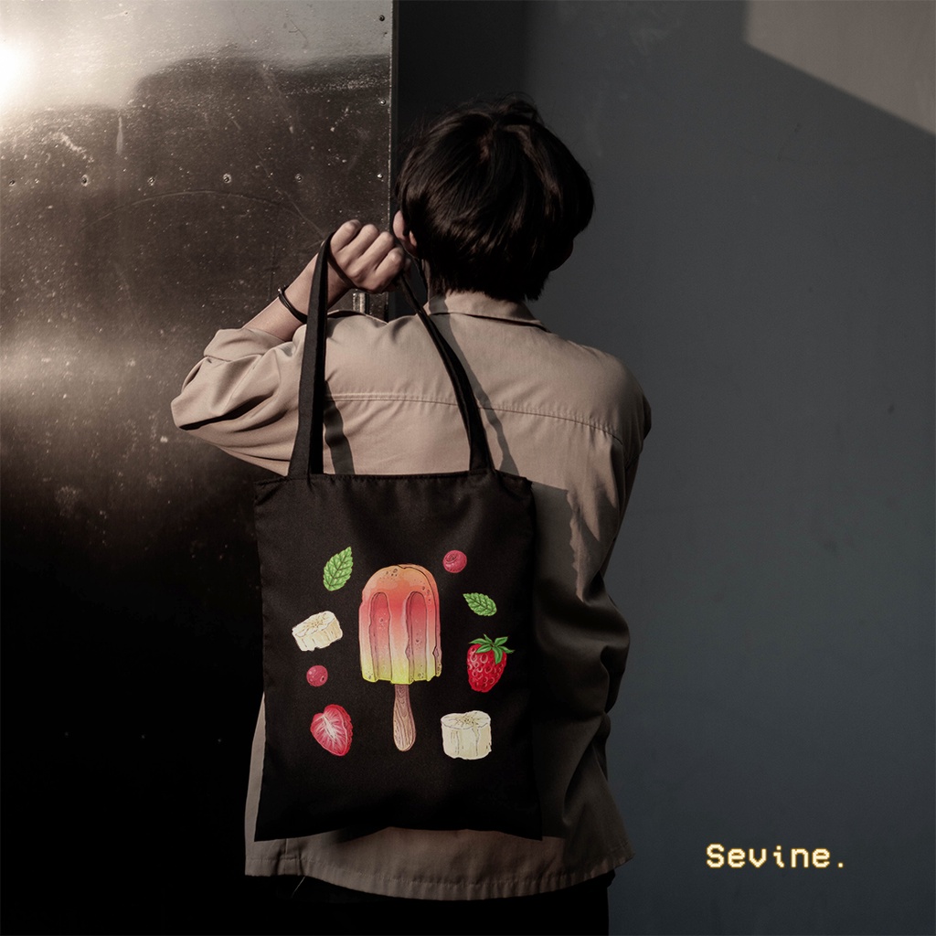 Sevine Totebag Tas Wanita Tote bag Resleting Girl Vintage Retro Colorful Black Series  - VTC5