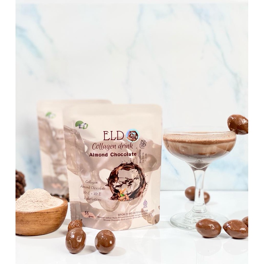 ELD Collagen Drink Rasa Almond Chocolate Minuman Penambah Berat Badan dan Pemutih Kulit BPOM