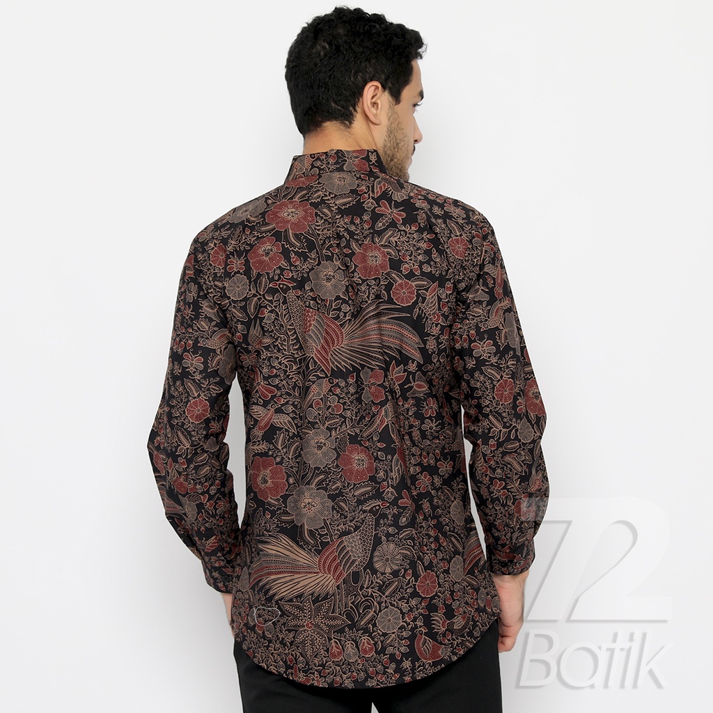 BATIK PRIA LENGAN PANJANG Kemeja Hem Slimfit Premium Motif Burung Warna Hitam 721015 CAP 72 - Baju Kemeja Atasan Pakaian Setelan Batik Pria Cowok Laki Laki Remaja Keluarga Kantor Lengan Panjang Modern Slimfit Slim Fit Premium Kekinian