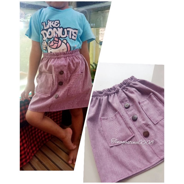 rok pendek polos/rok  saku depan anak cantik 2-7tahun