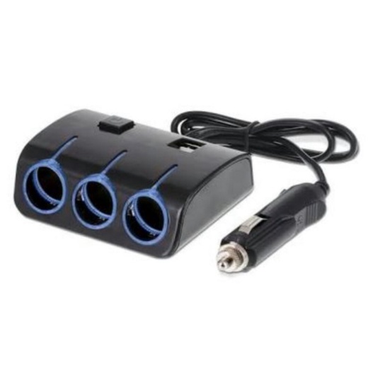 Unik 3 slot sockets lighter  2 slot usb led blue soket lighter Berkualitas