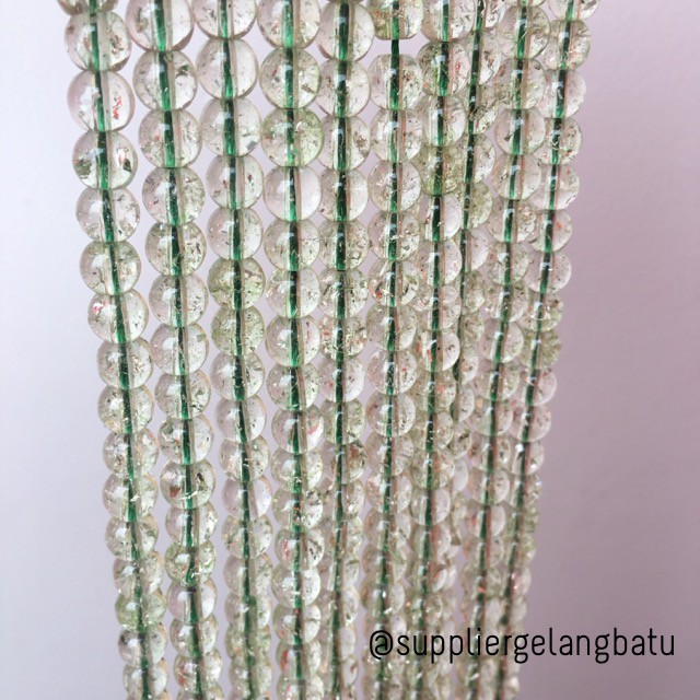 semi stone rutilated kuarsa quartz green 8mm hijau gelang kalung aksesoris craft beads supplier