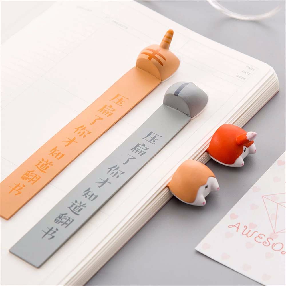 LANFY Kawaii Cartoon Cat Book Marks Cute Office School Supplies Corgi Bookmarks Girls Gift Creative Animal Book Page Holder Cartoon 3D stereo Hamster Book Marks