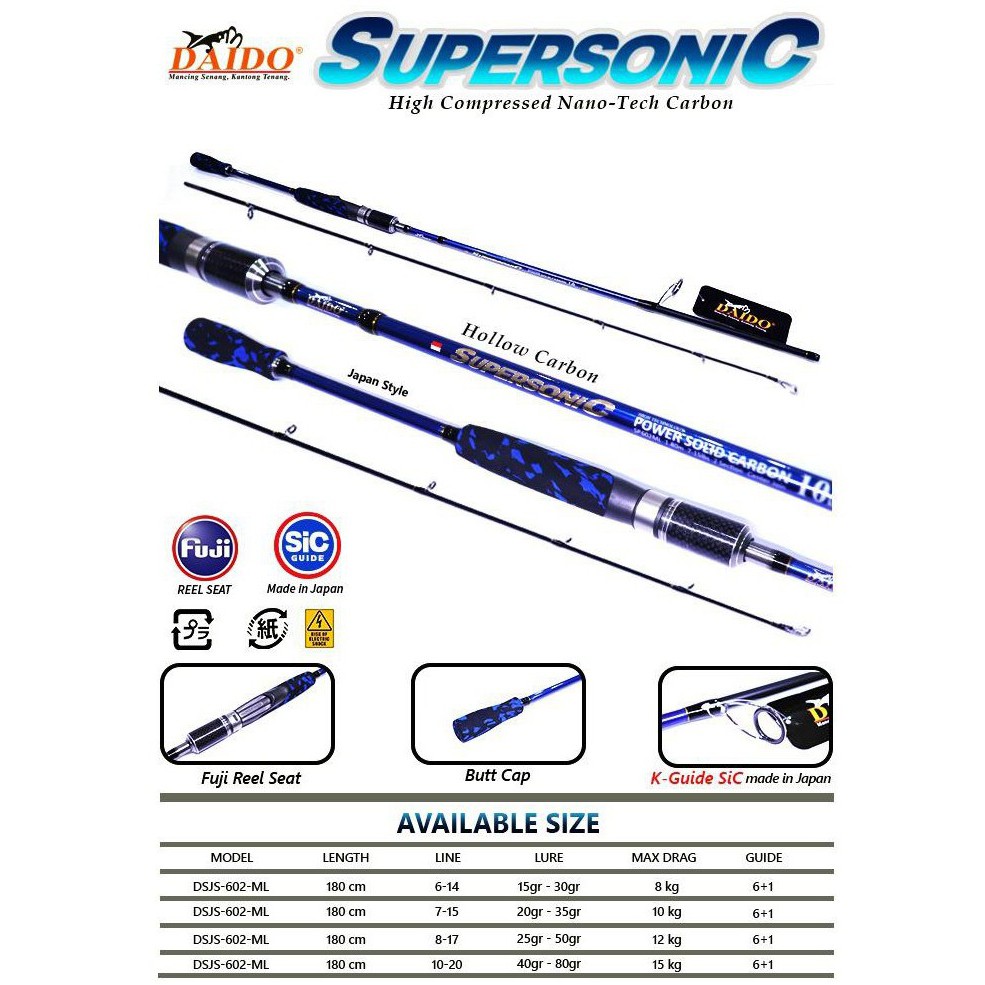 Joran Daido supersonic Type JS carbon 180 Line 14lb 17lb 20lb high Japan Style Untuk Galatama Kolam