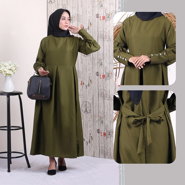 Baju Gamis Wanita Adora Fashion Hijau Army