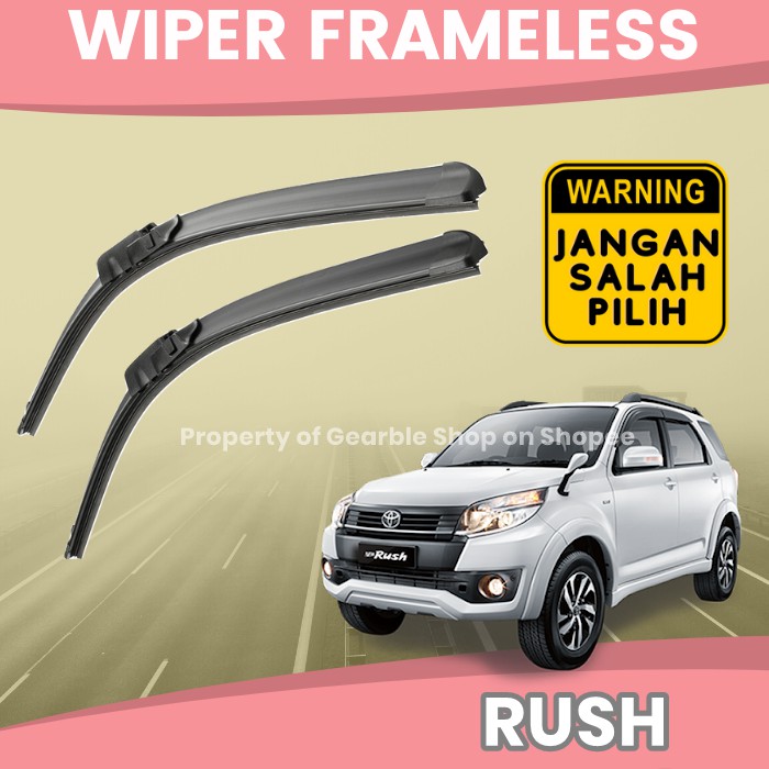 WIPER MOBIL RUSH WIPER DEPAN RUSH KARET WIPER KACA MOBIL FRAMELESS TOTOTA RUSH SEPASANG SATU 1 SET