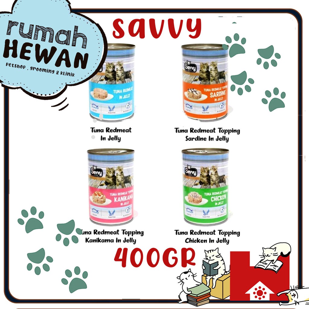 Promo SAVVY Cat Food wet 400 gr - Makanan kucing kaleng SAVVY 400 gr