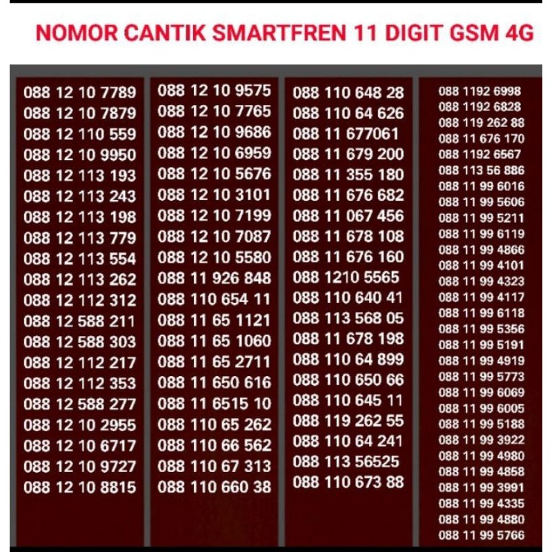Nomor cantik smartfren 4G 11 Digit Termurah
