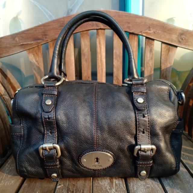 Tas fossil maddox satchel black L (preloved fossil / fossil second)