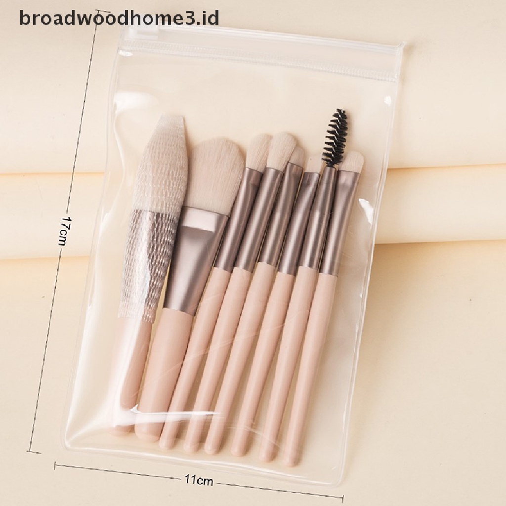 8pcs / set Brush Makeup Mini Portable Gagang Kayu Untuk Pemula