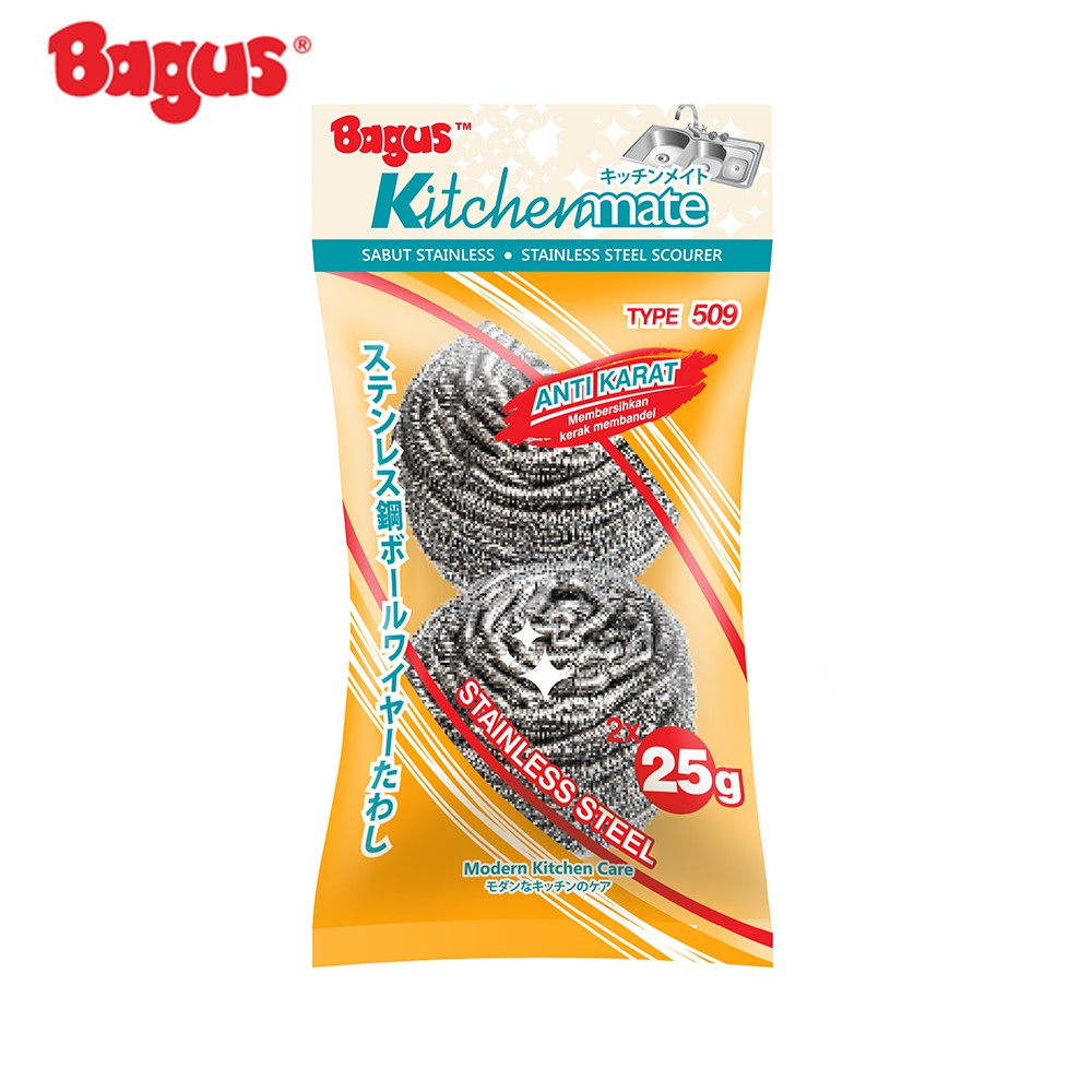 Bagus Sabut Stainless Scourer kawat cuci piring 25 g 2pc 509