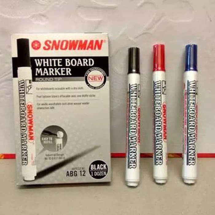 

TULIS-ALAT- SPIDOL SNOWMAN WHITEBOARD / WHITE BOARD MARKER PAPAN TULIS ABG-12 - HITAM -ALAT-TULIS.
