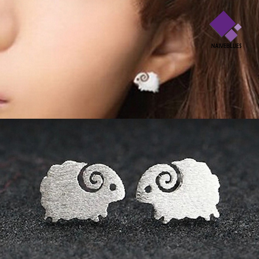 Anting Stud Desain Hewan Kecil Model Hollow Lapis Silver Untuk Wanita