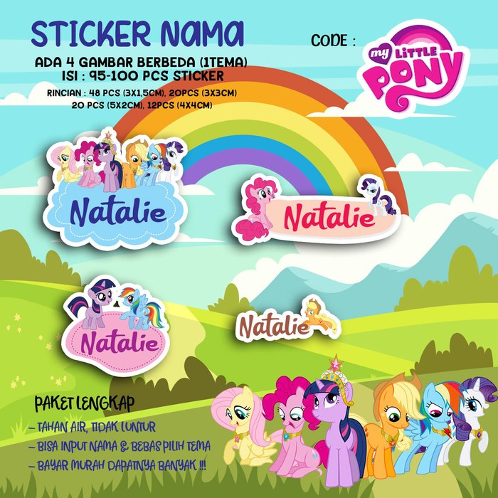 Sticker Stiker Label Nama Karakter Tema My Little Pony Shopee Indonesia
