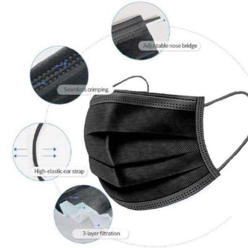 Masker 3Ply Hitam Medis bedah Masker 3ply earloop disposable mask