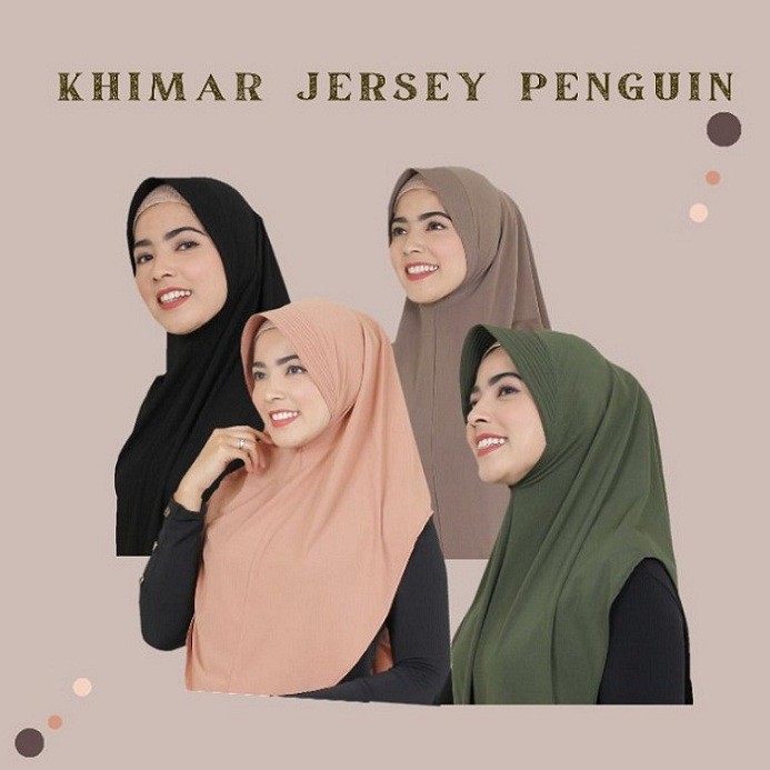 KHIMAR JERSEY SARAH INSTANT PINGUIN BERGO PROMO HIJAB JILBAB KERUDUNG BAHAN ADEM BANYAK WARNA