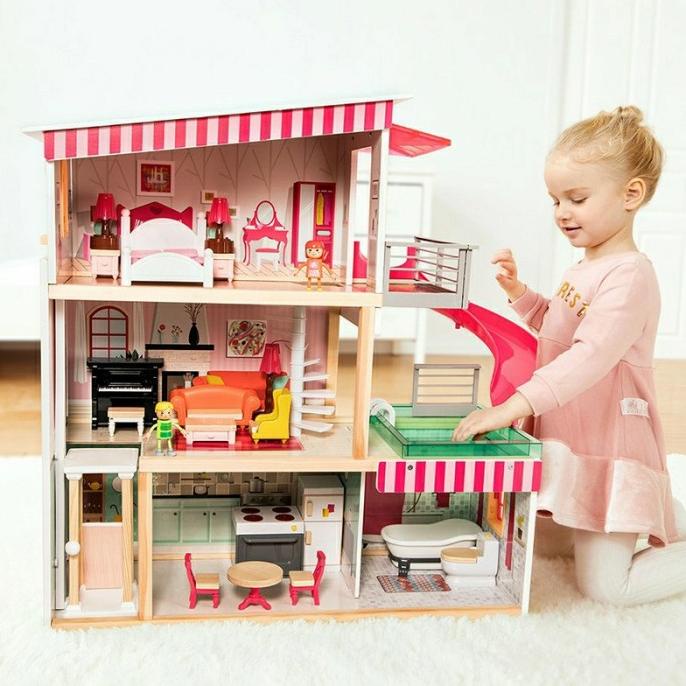wooden doll house, top bright wooden doll house, rumah boneka kayu, *****Terbaru******