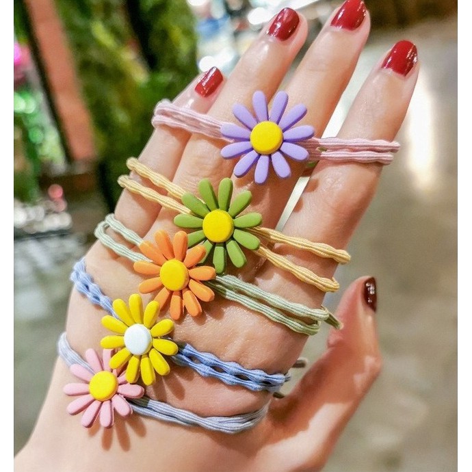 MURMURE.ID | IKAT RAMBUT IMPORT ALA KOREA MOTIF BUNGA DAISY AKSESORIS KARET RAMBUT WANITA  HA054-3