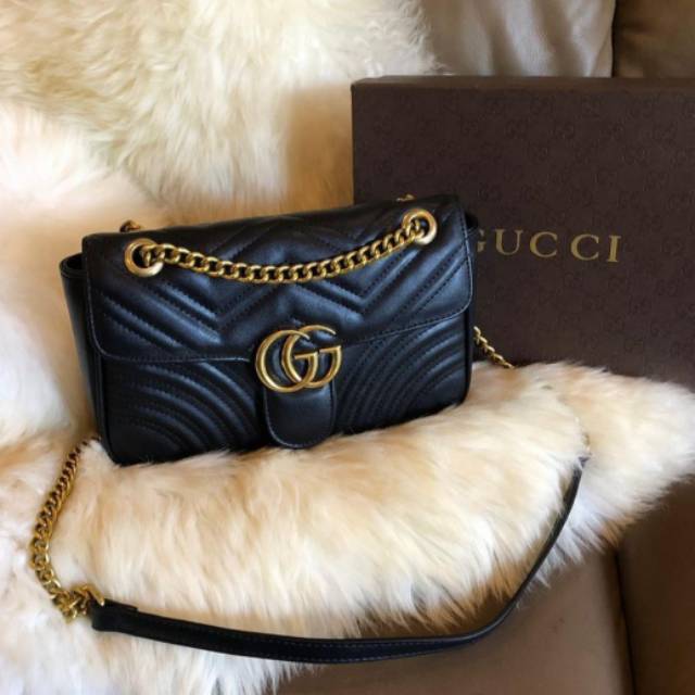 Gucci Marmont metalasse shoulder leather premium auth