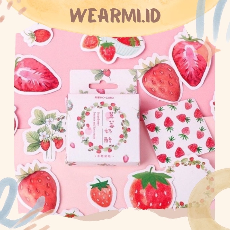 

45Pcs Deco Sticker Box Strawberry circle DIY Scrapbook Stiker Dekor Kotak Colorfull Aesthetic