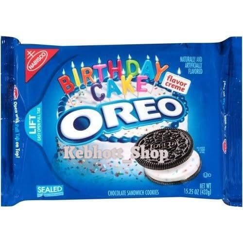 

Nabisco Oreo Birthday Cake flavor Creme Chocolate Cookie 15.25oz 432g
