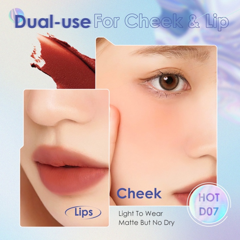 FOCALLURE Dual-use Lip Mud Blush Cream Lip Clay &amp; Velvet-hazy Matte Blush On Waterproof Lip Mud&amp;Cheek Used fa266