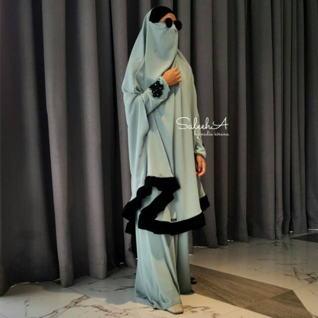 FRENCH KHIMAR + GAMIS TAZKIA SET BY SALEEHA Warna Jedeite