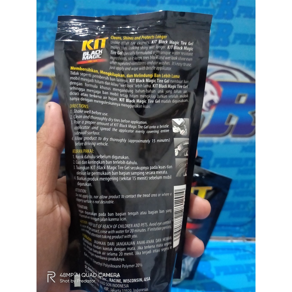 SEMIR BAN LANGSUNG BERSIH HITAM KIT BLACK MAGIC TIRE GEL POUCH 180 ML