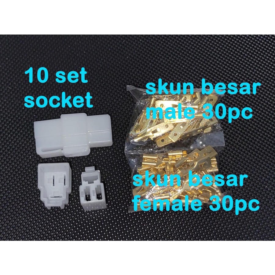 Socket mobil pin besar 1pin - 2 pin - 3pin - 4pin - 6pin - 8 pin kecil 10 set - connector skun motor soket - konektor