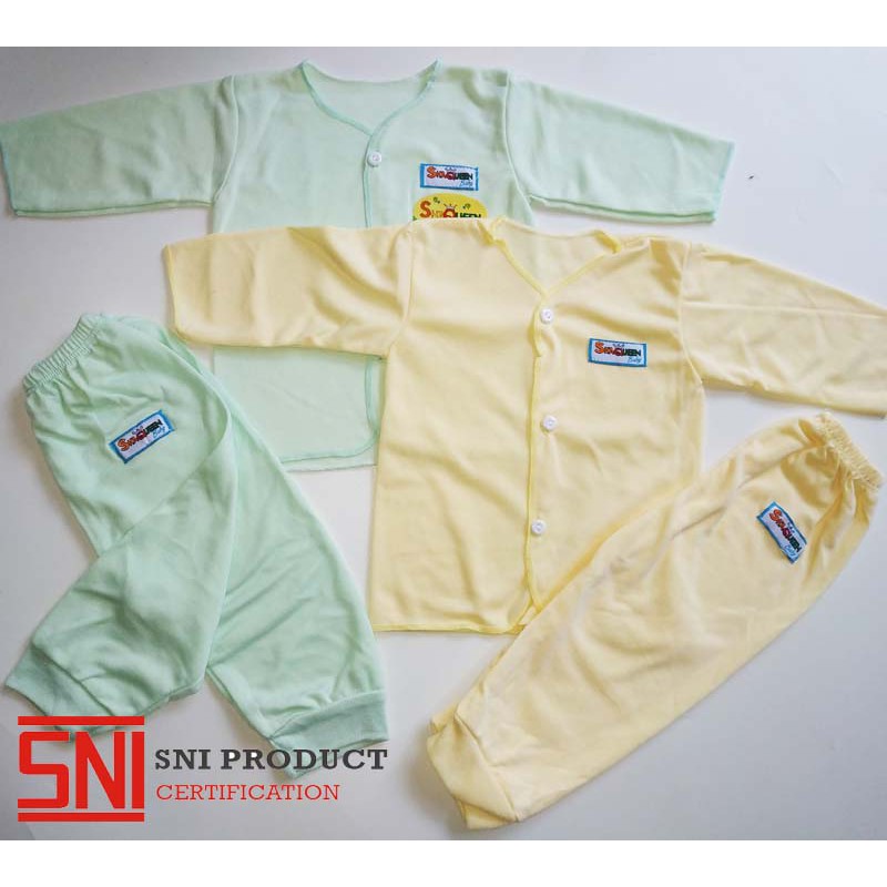 Perlengkapan Bayi Baru Lahir SQ Warna SNI Setelan Bayi Baju Celana Pop Singlet Sarung Tangan Topi